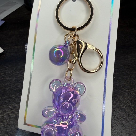New Purple Bear Keychain or Bag charm with Gold Accents - Picture 4 of 5